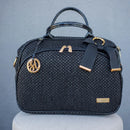 Bolsa da Mamãe - Palha Preta com Detalhes em Couro Verniz