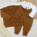 Saída De Maternidade Masculina Tricô Bebê Marrom