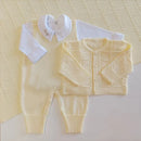 Saída De Maternidade Masculina Bebê Tricô Amarelo