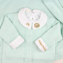 Saída De Maternidade Masculina Bebê Tricô Verde Água