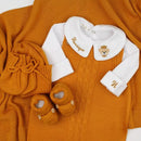 Saída De Maternidade Masculina Bebê Tricô Mostarda