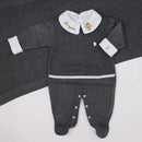 Saída De Maternidade Masculina Bebê Tricô Grafite