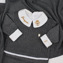 Saída De Maternidade Masculina Bebê Tricô Grafite