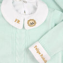 Saída De Maternidade Masculina Bebê Tricô Verde Água