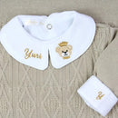 Saída De Maternidade Masculina Bebê Tricô Bege Claro