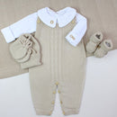 Saída De Maternidade Masculina Bebê Tricô Areia