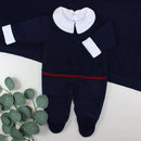 Saída De Maternidade Masculina Bebê Tricô Marinho Noite