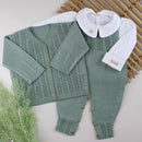 Saída De Maternidade Masculina Tricô Bebê Verde Maré