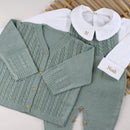 Saída De Maternidade Masculina Tricô Bebê Verde Maré